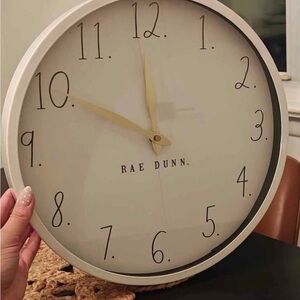 Rae Dunn Cream Wall Clock with Gold Hands and Black Numerals